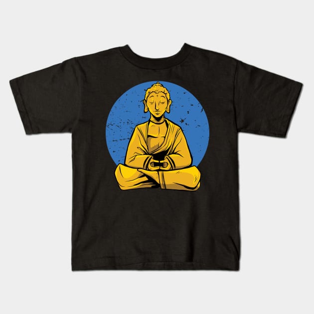Buddha with Blue Moon Kids T-Shirt by Imaginariux